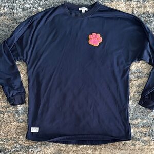 Simply, southern Navy Long Sleeve Shirt with Pink Paw Print